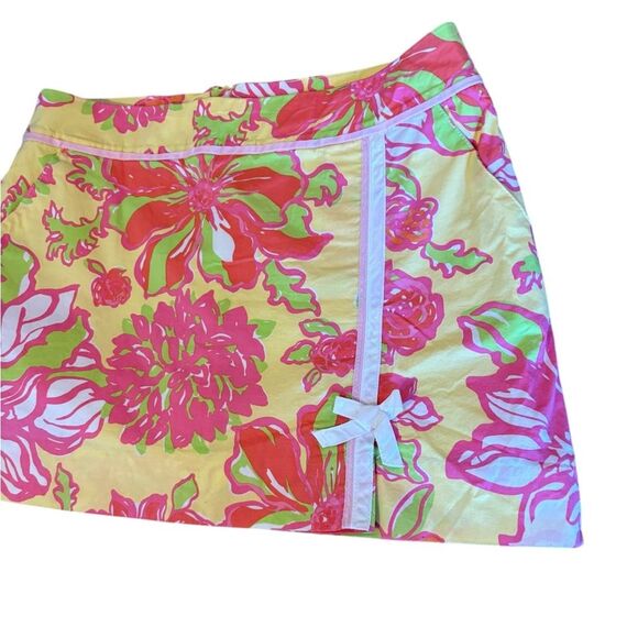 Lilly Pulitzer Jarvey Skort Printed Floral Skirt Womens Size 8 Pink Green Yellow - Picture 3 of 9